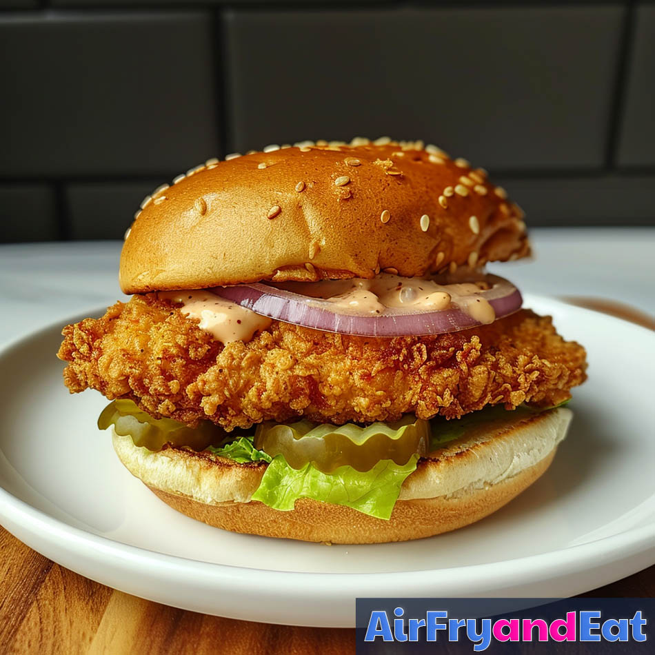 Air Fryer Chicken Sandwich Easy Recipe (Crispy) AirFryAndEat