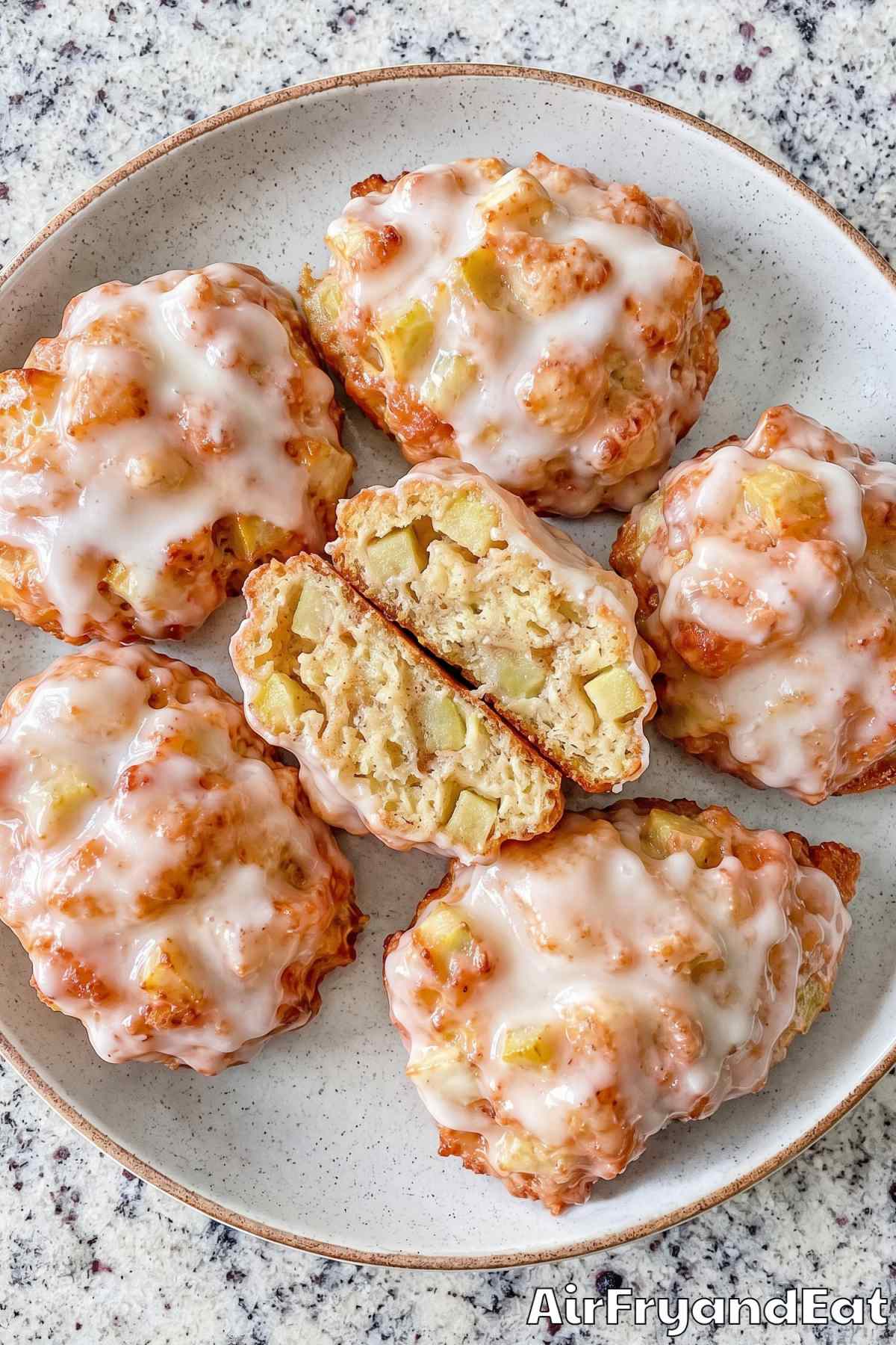 Irresistible air fryer apple fritters served