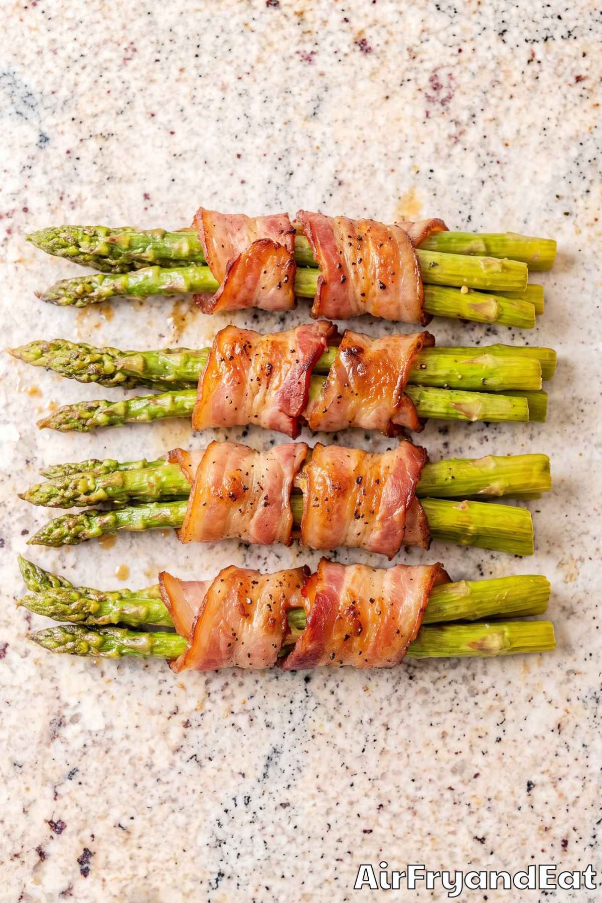 Crispy air fryer bacon wrapped asparagus