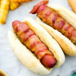 air fryer bacon wrapped hot dogs