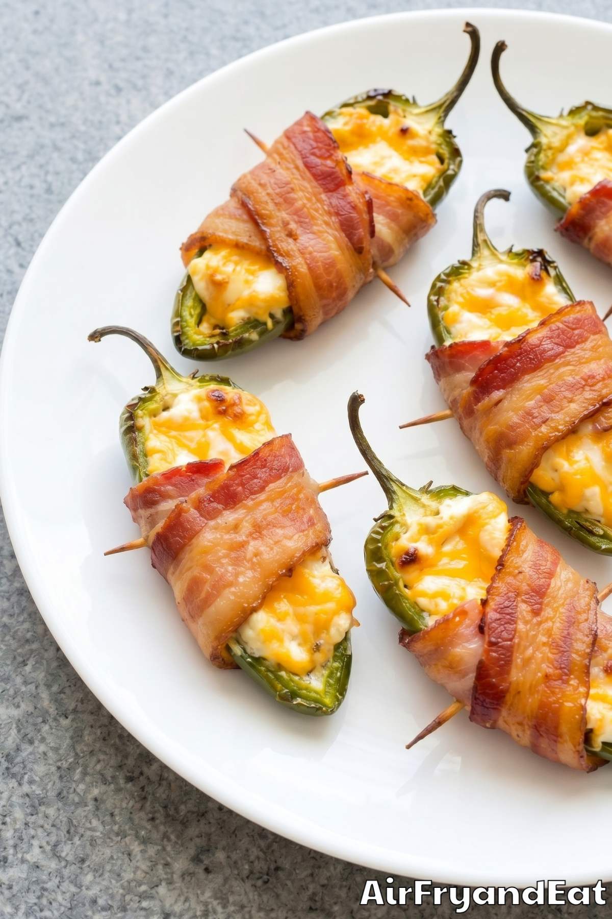 crispy air fryer bacon wrapped jalapeño poppers