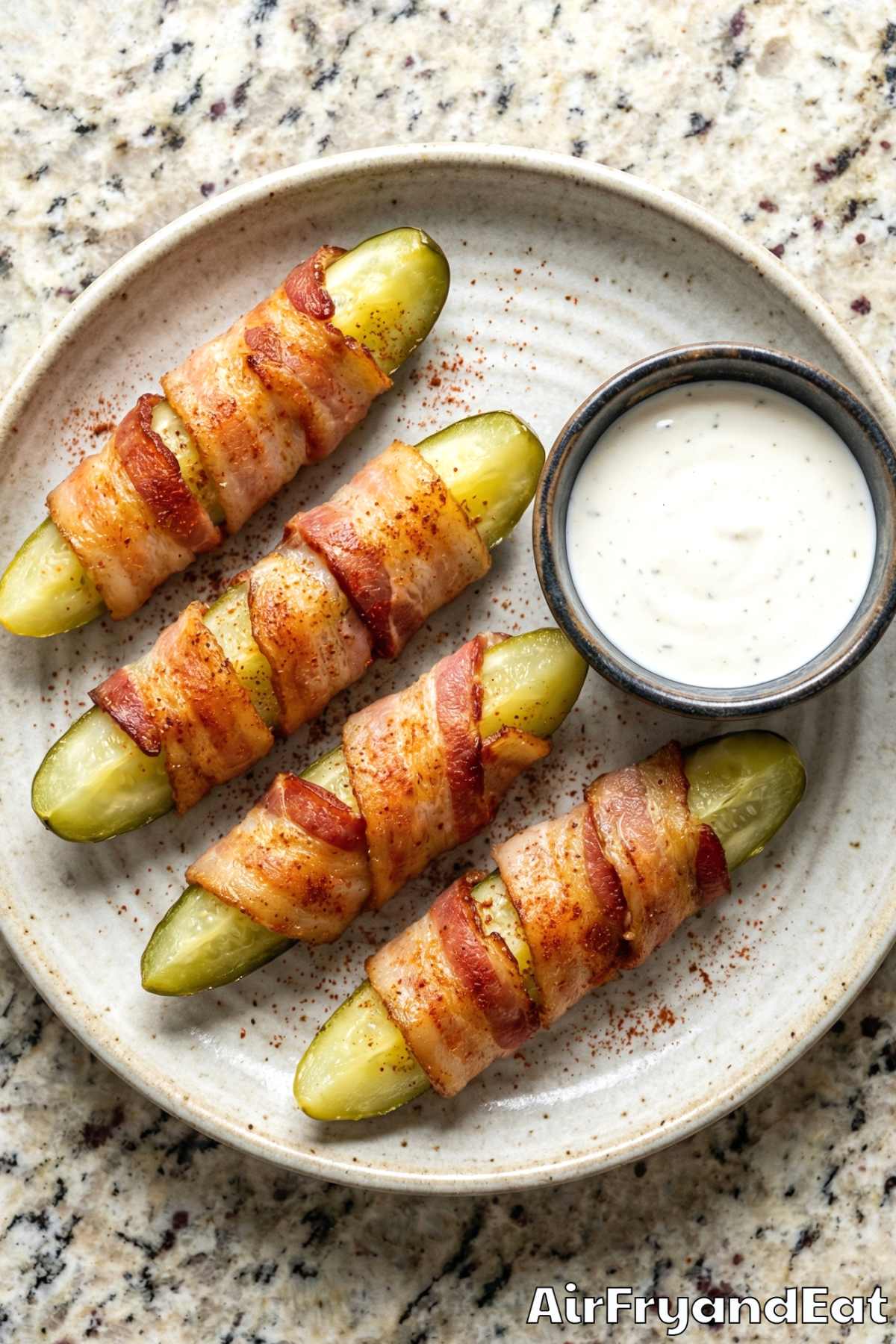 Tender air fryer bacon wrapped pickle spears
