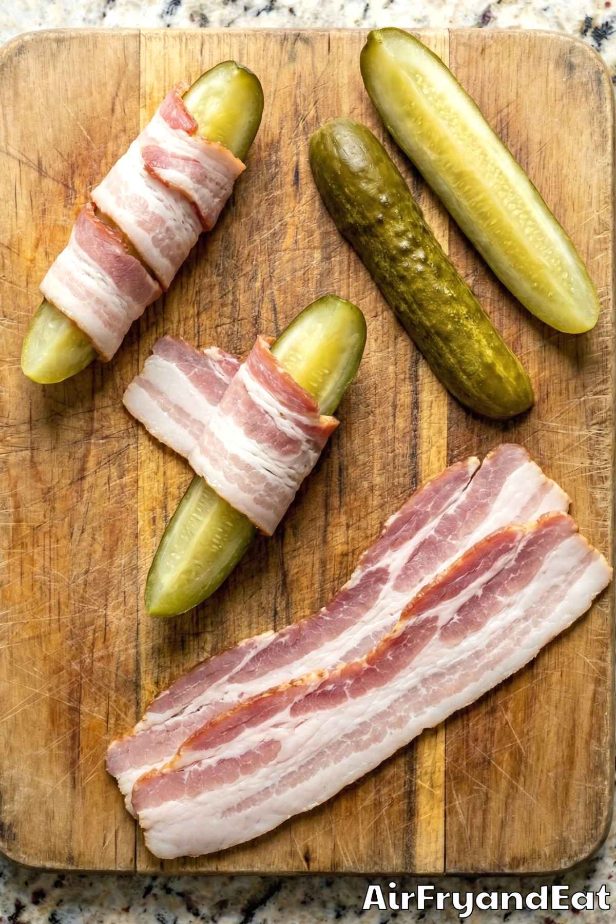Air Fryer Bacon Wrapped Pickle Spears Step 2