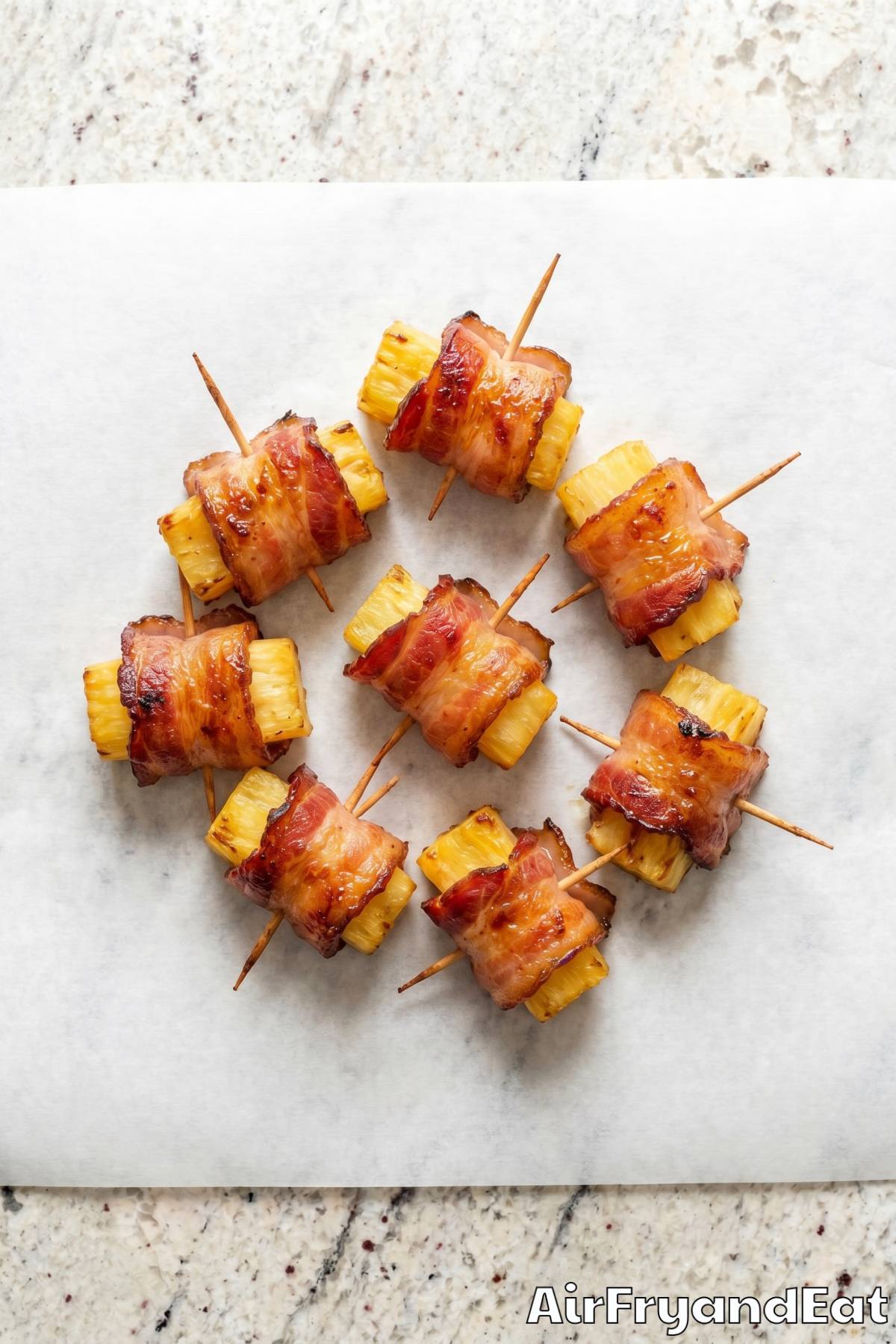 Savory air fryer bacon wrapped pineapple