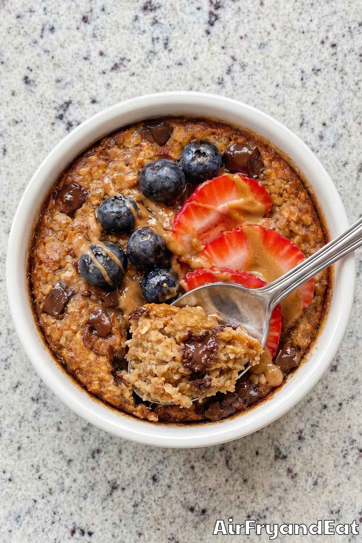 Creamy air fryer baked oats served warm