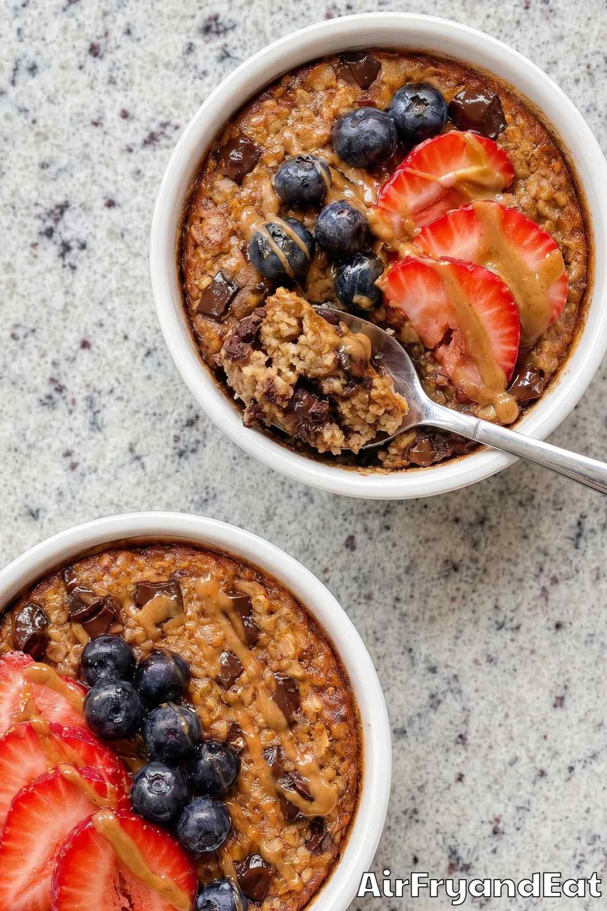 Simple air fryer baked oats with topping