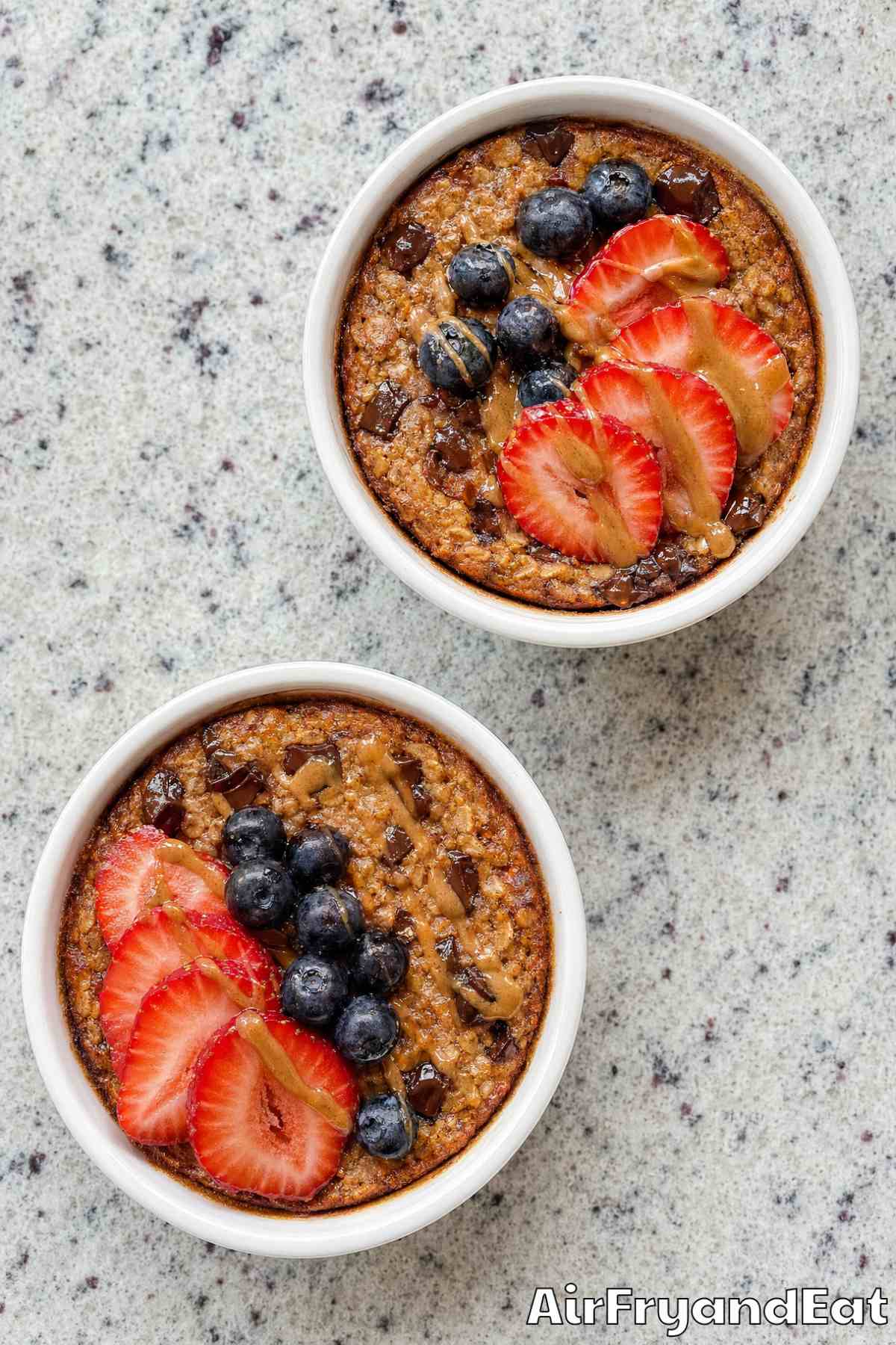 Comforting air fryer baked oats close up