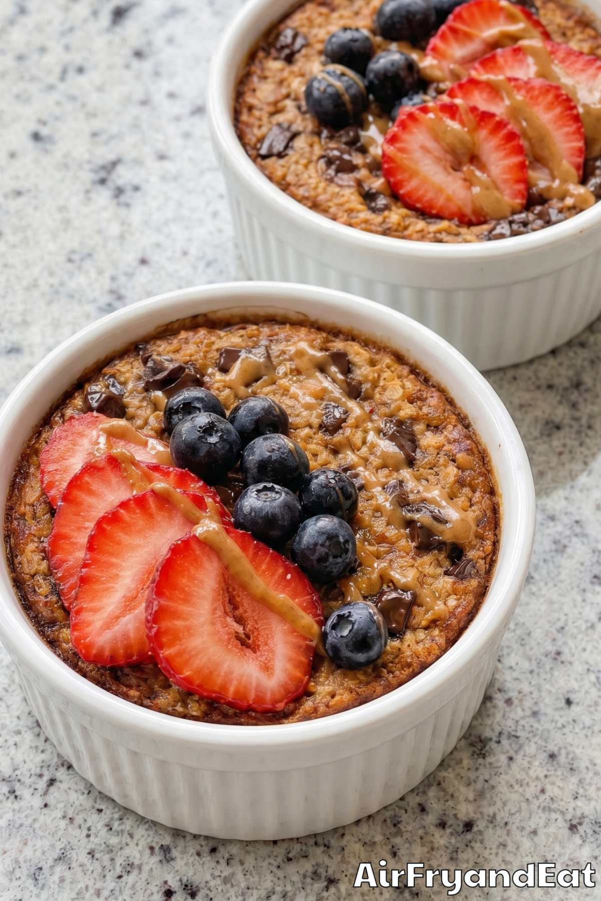 Delicious air fryer baked oats in a dish