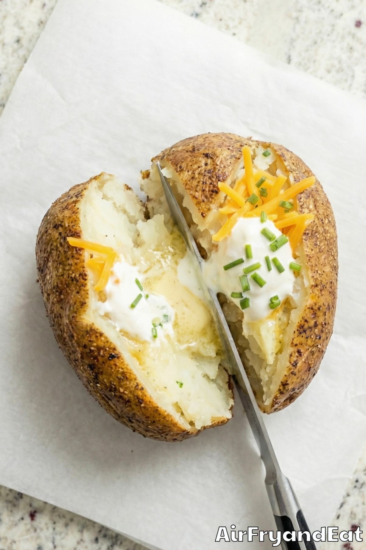 Wholesome air fryer baked potatoes on a tray