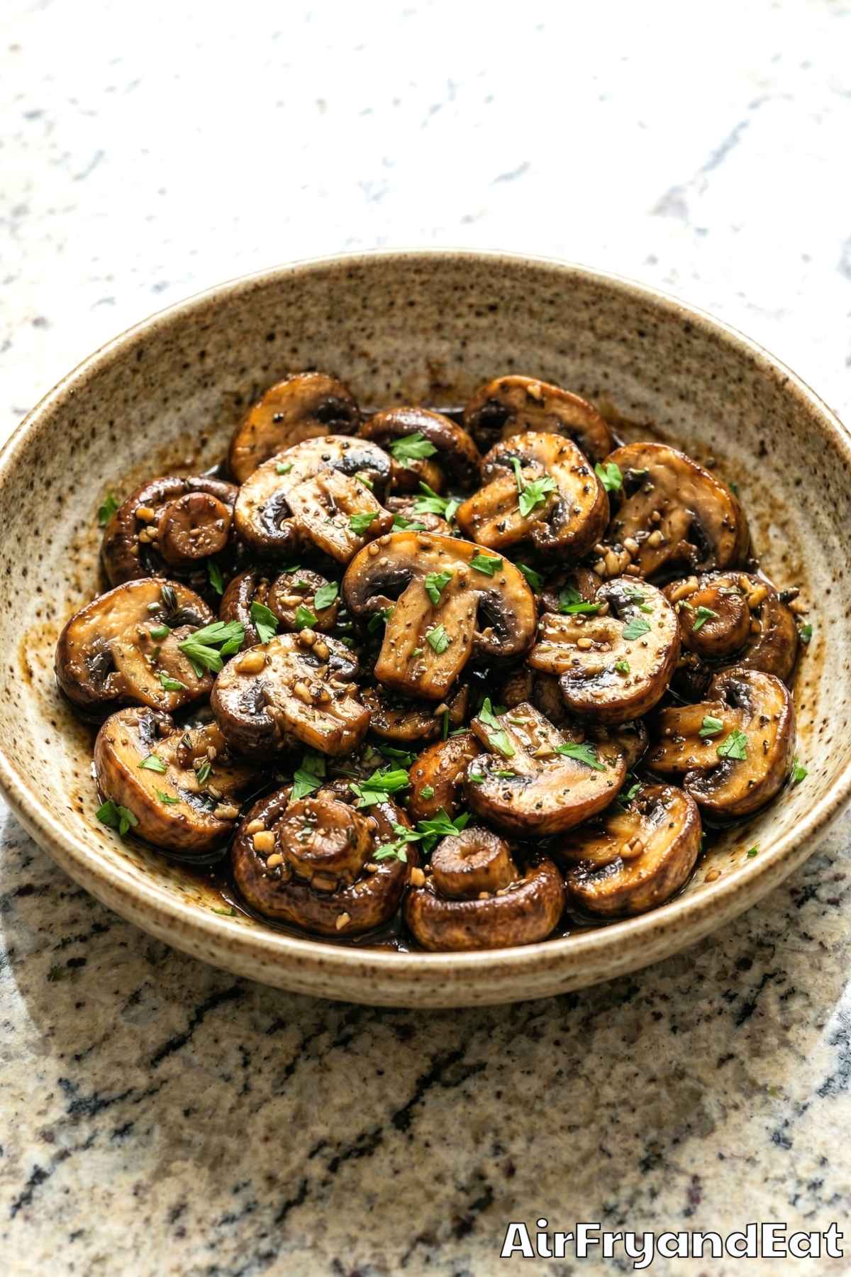 Irresistible air fryer balsamic glazed mushrooms