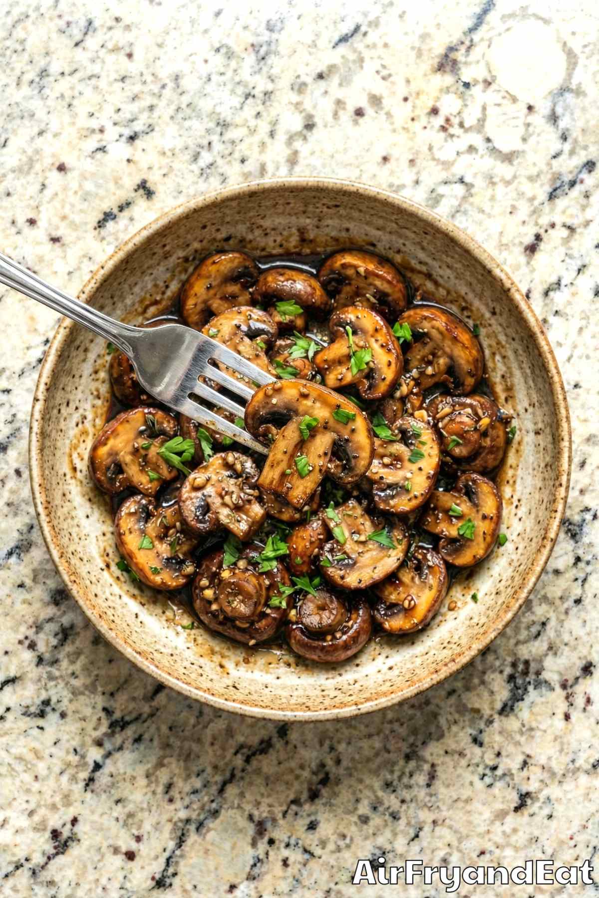 Easy air fryer balsamic glazed mushrooms