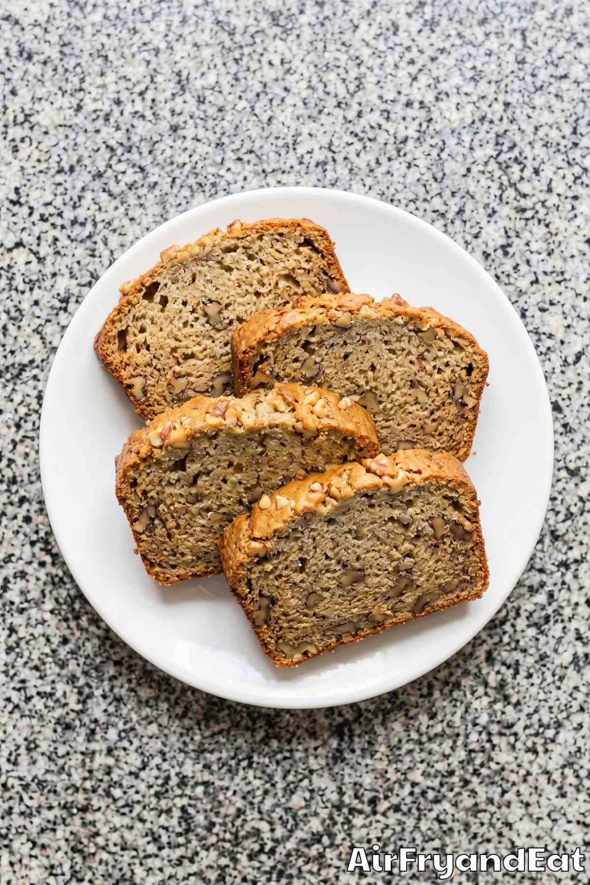 Warm air fryer banana bread loaf
