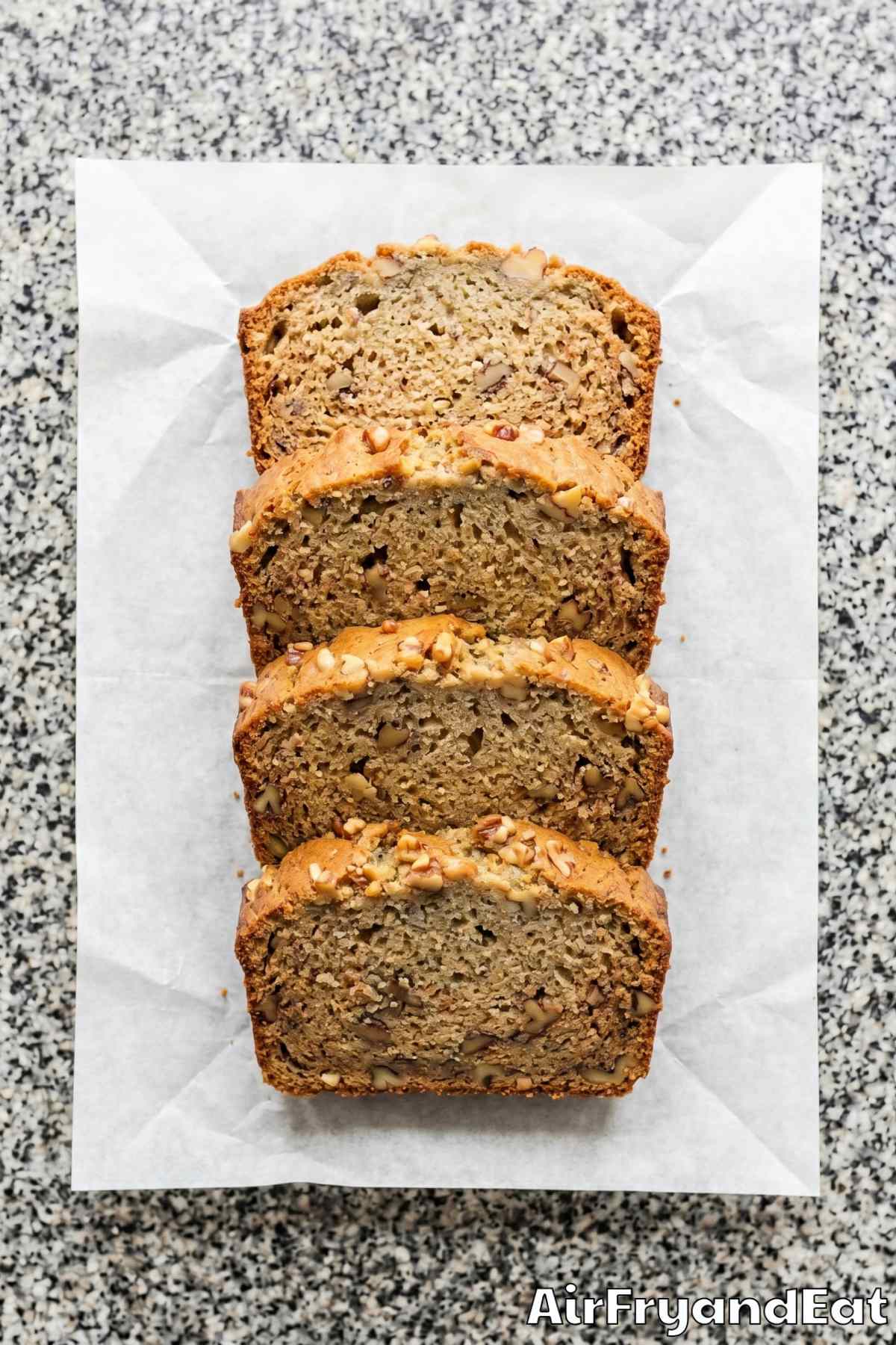 Easy air fryer banana bread on a plate