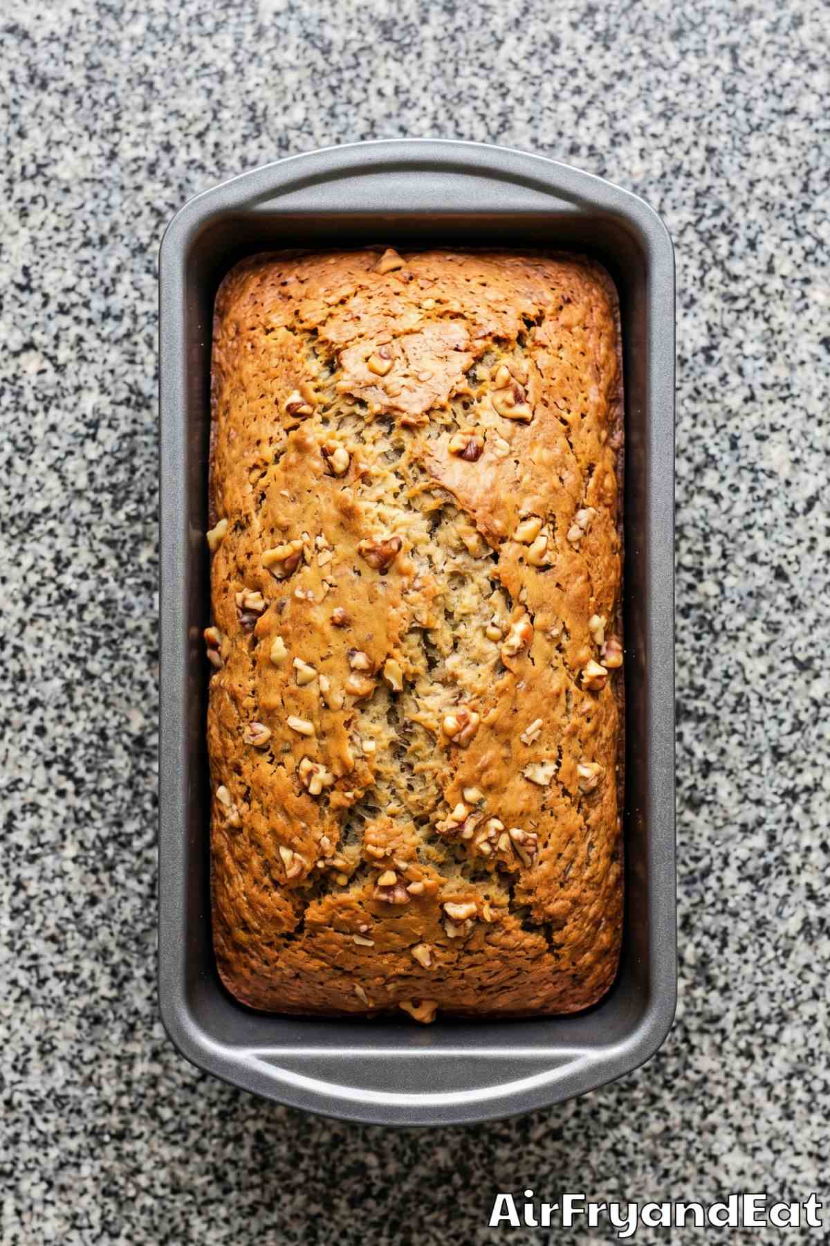 Moist air fryer banana bread close-up