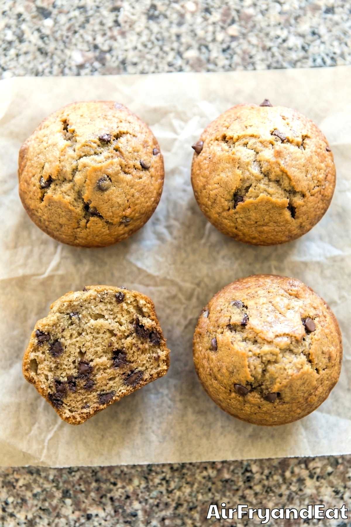 Soft homemade air fryer banana bread muffins