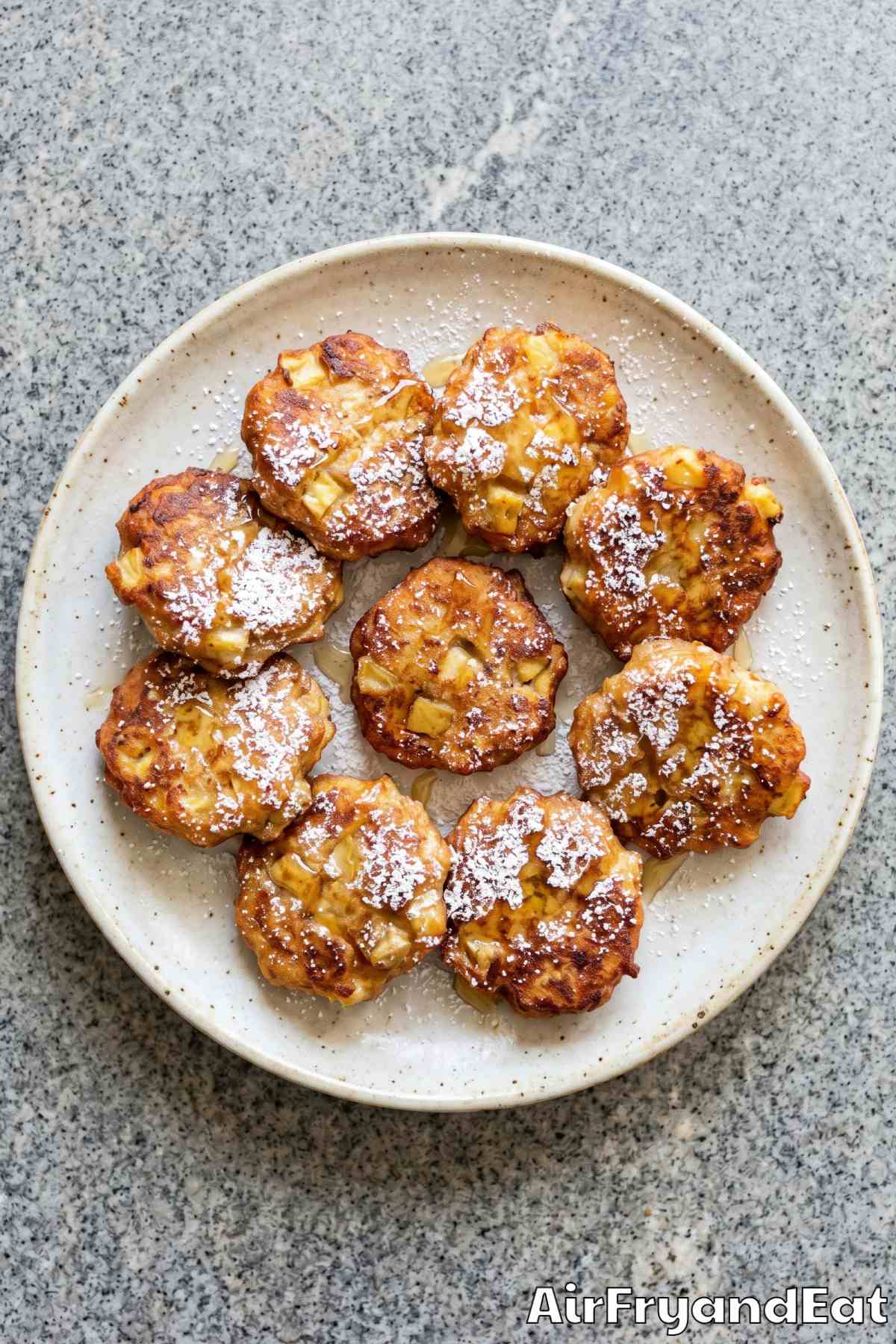 Crispy air fryer banana fritters close-up