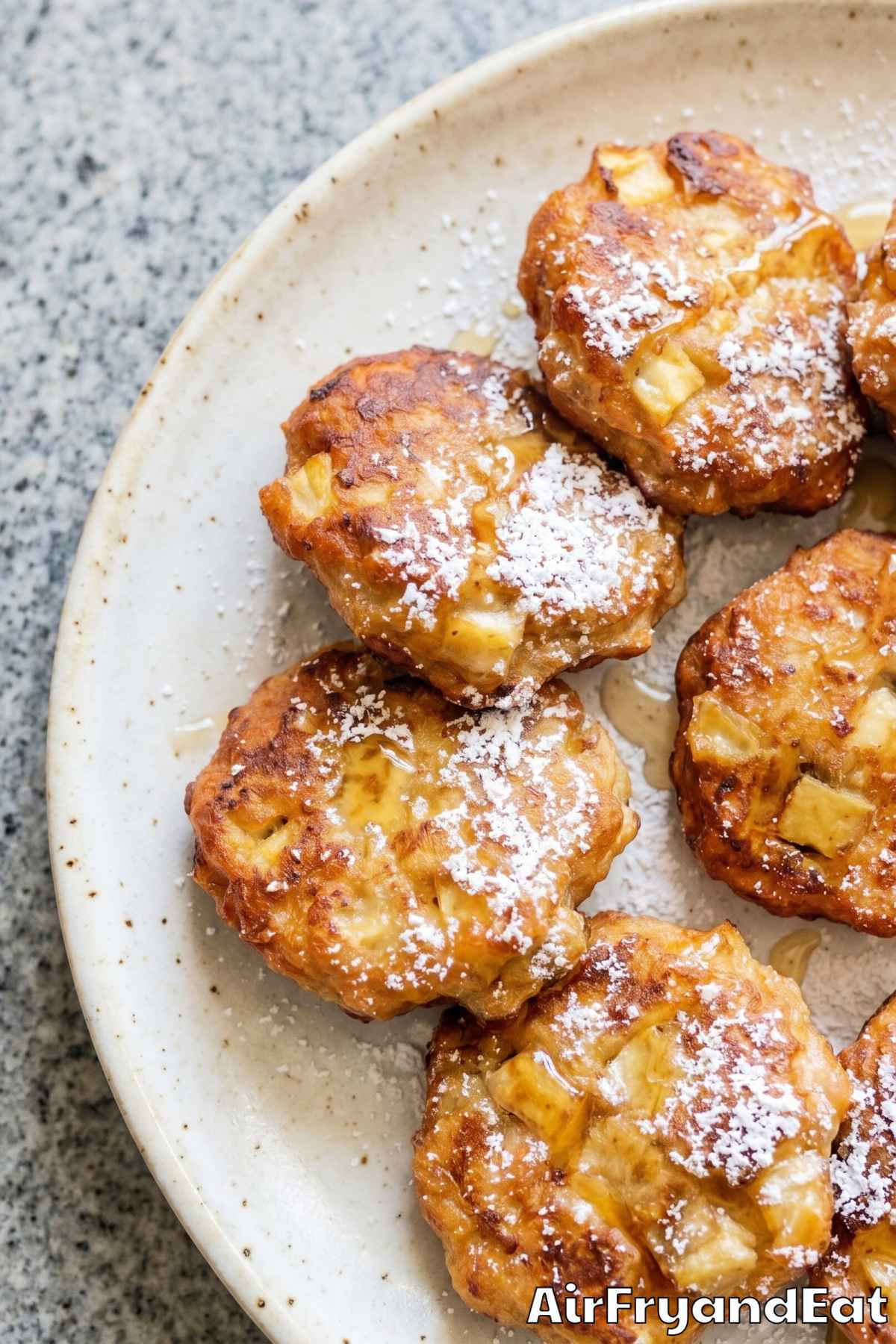 Irresistible air fryer banana fritters plated