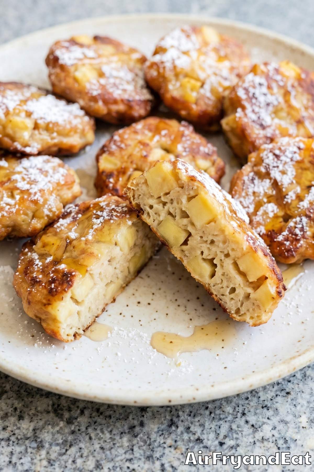 Light and golden air fryer banana fritters