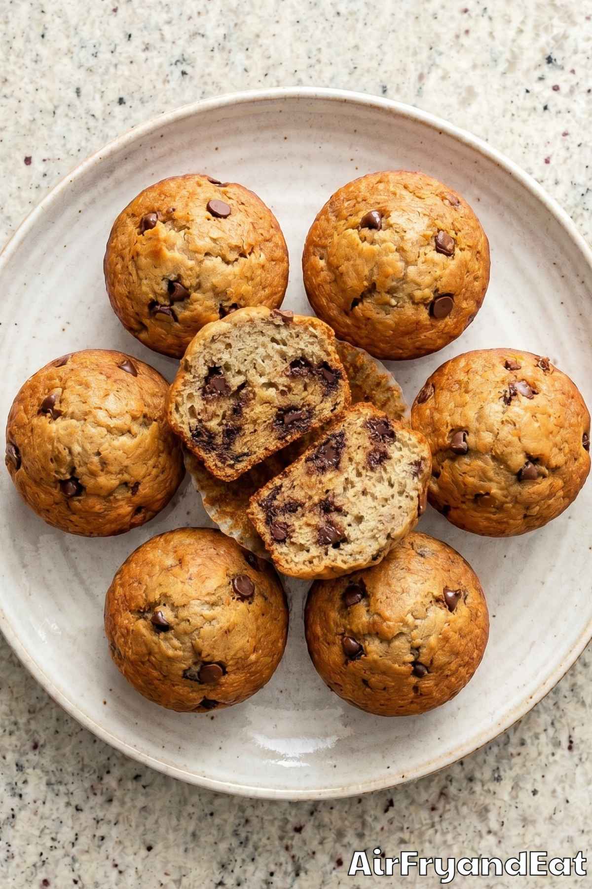 Wholesome air fryer banana muffins cooling