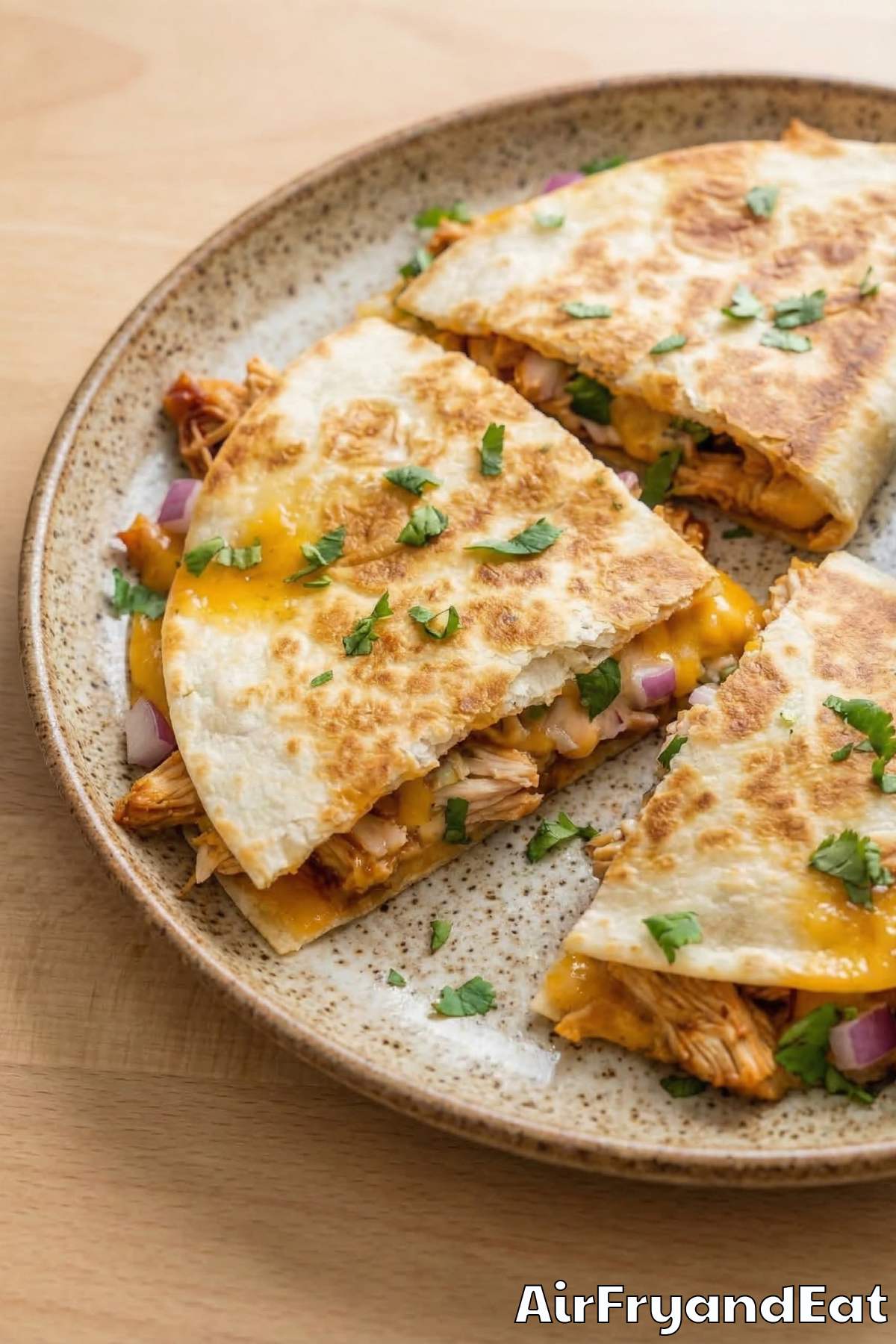 Savory air fryer BBQ chicken quesadillas