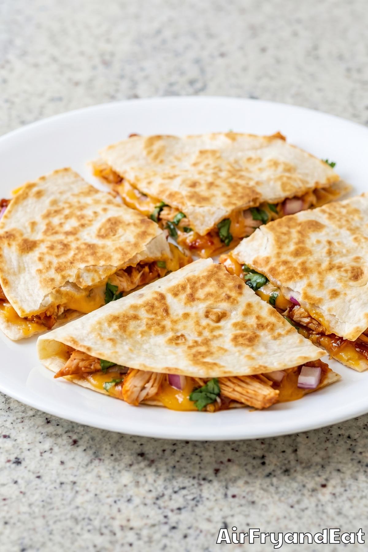 easy air fryer BBQ chicken quesadilla recipe