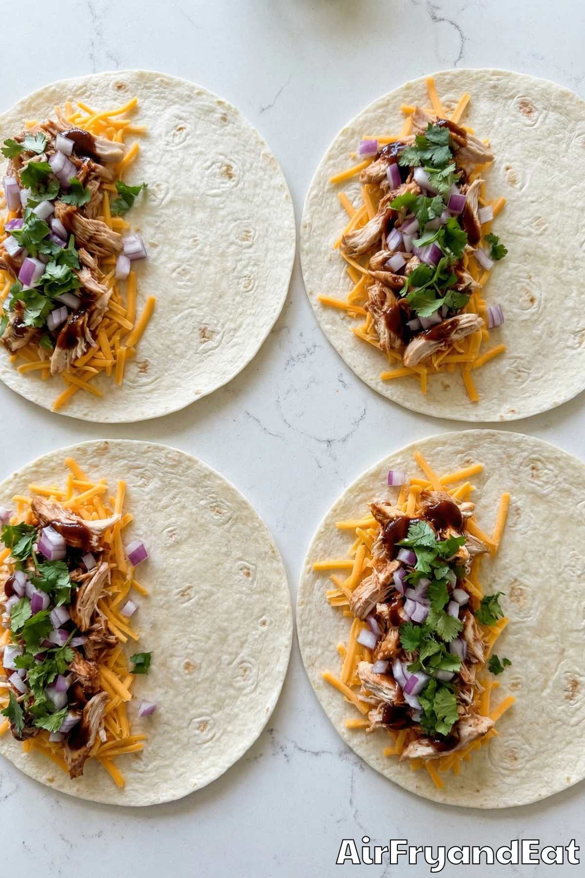 Air Fryer BBQ Chicken Quesadillas Step 2