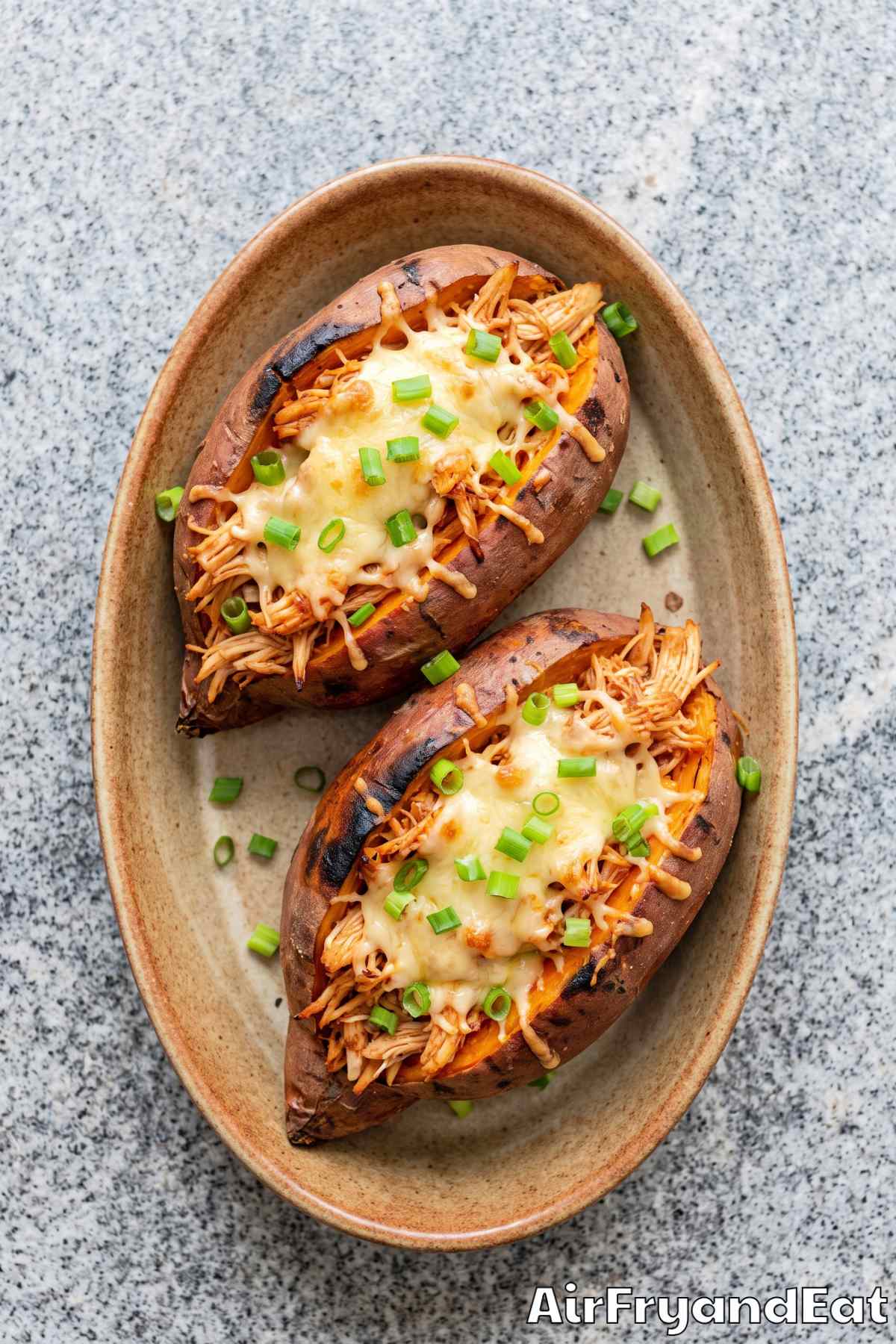 Savory BBQ chicken stuffed sweet potato