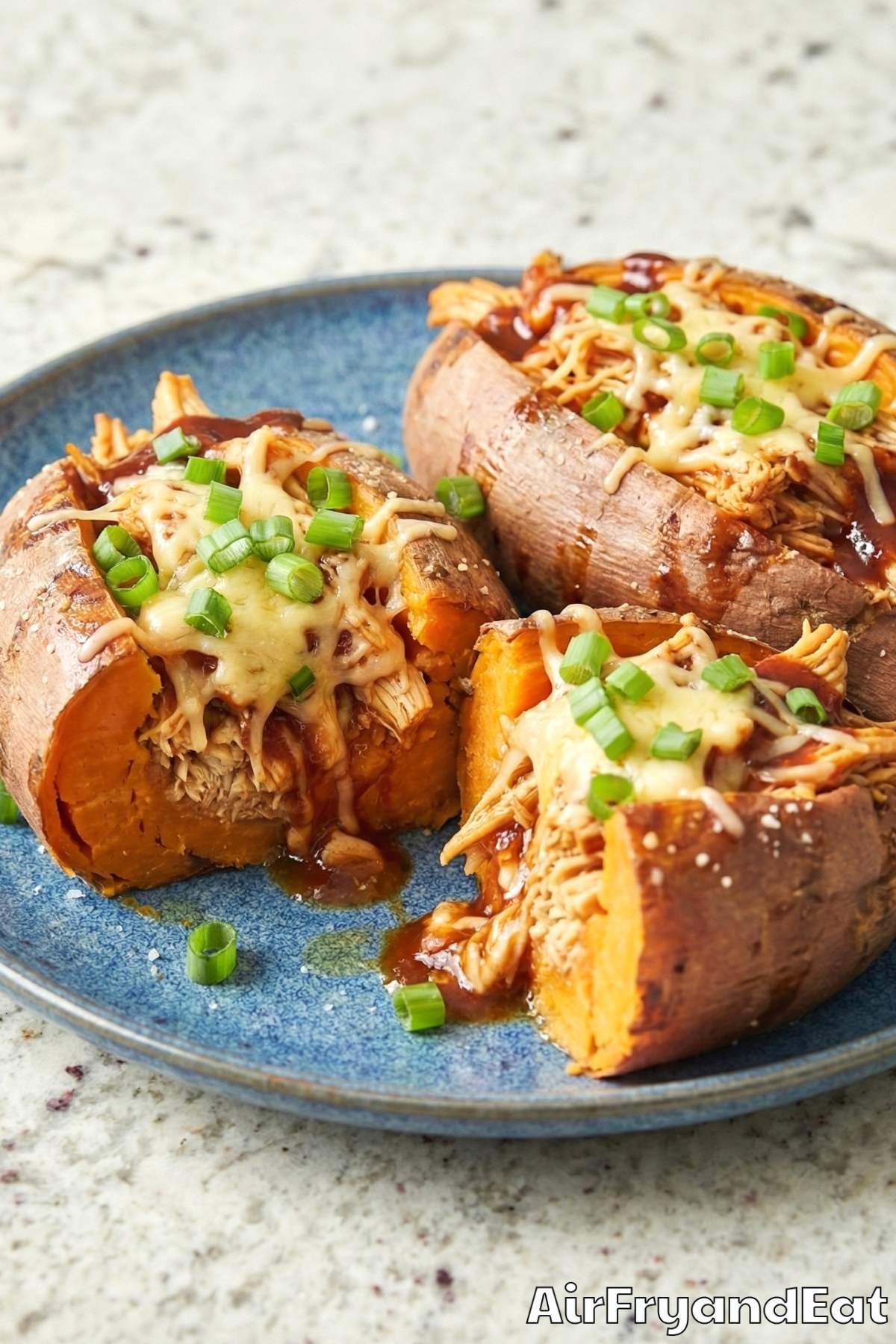 Easy air fryer BBQ chicken sweet potatoes