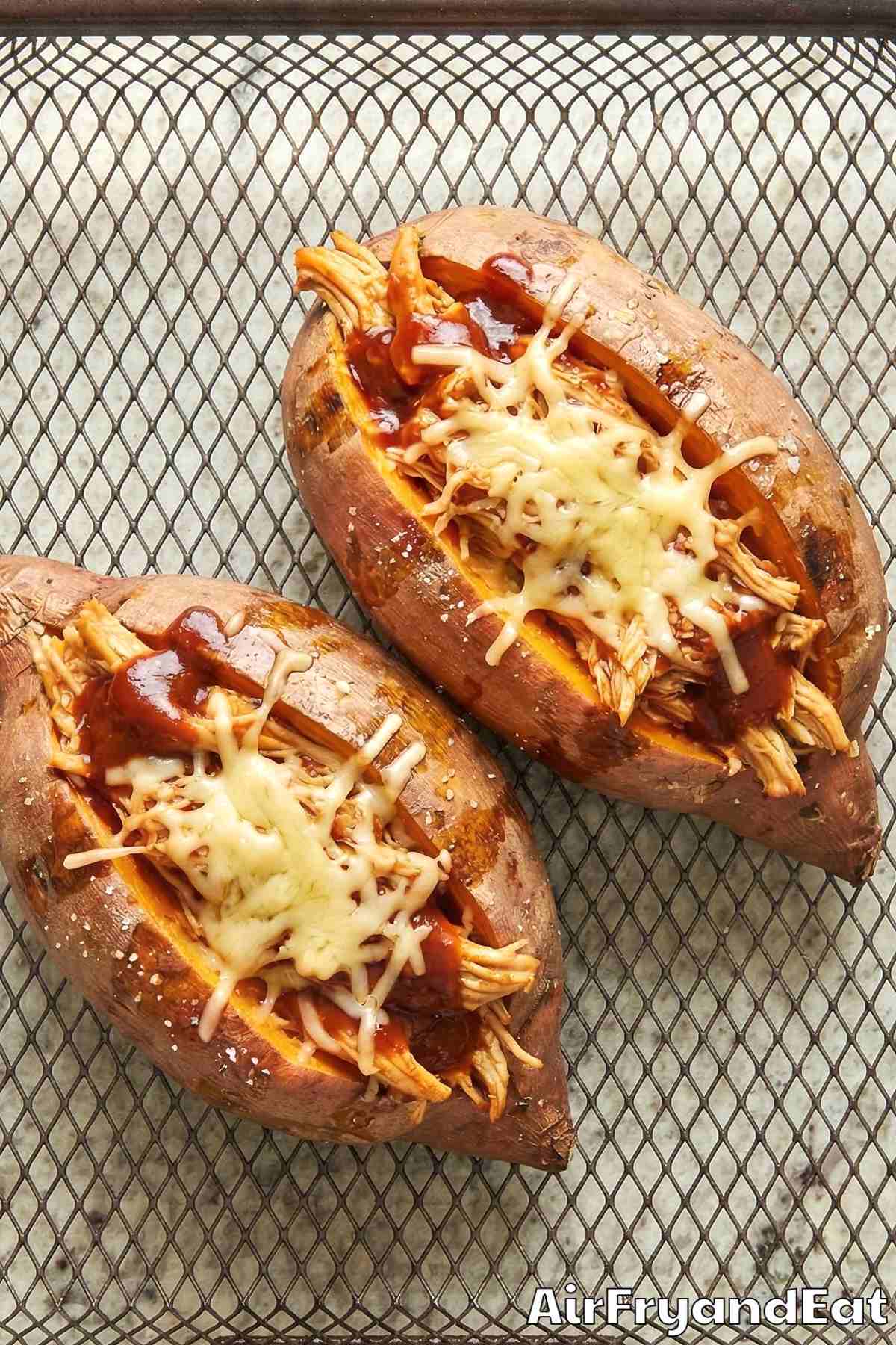 Air Fryer BBQ Chicken Stuffed Sweet Potatoes Step 5