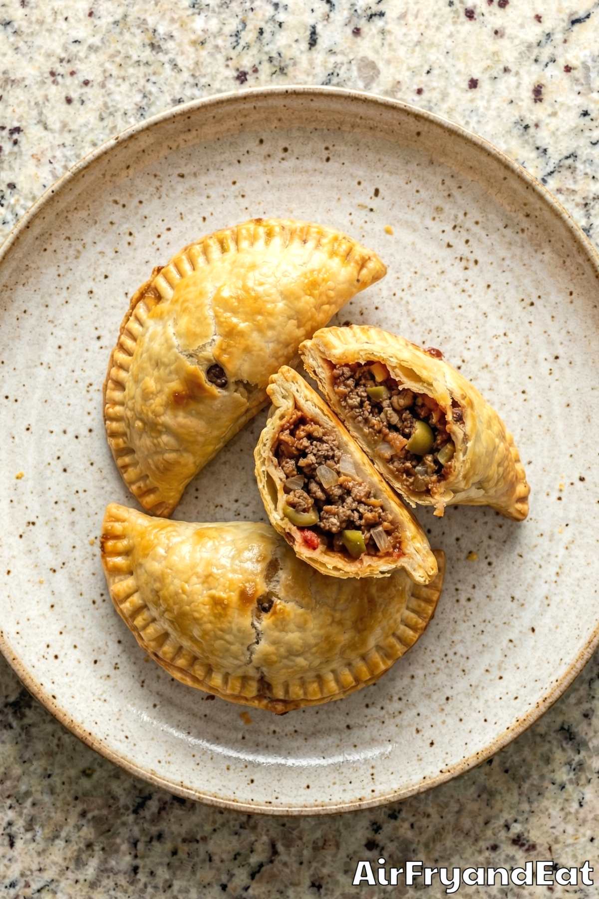 Crunchy air fryer beef empanadas ready to eat