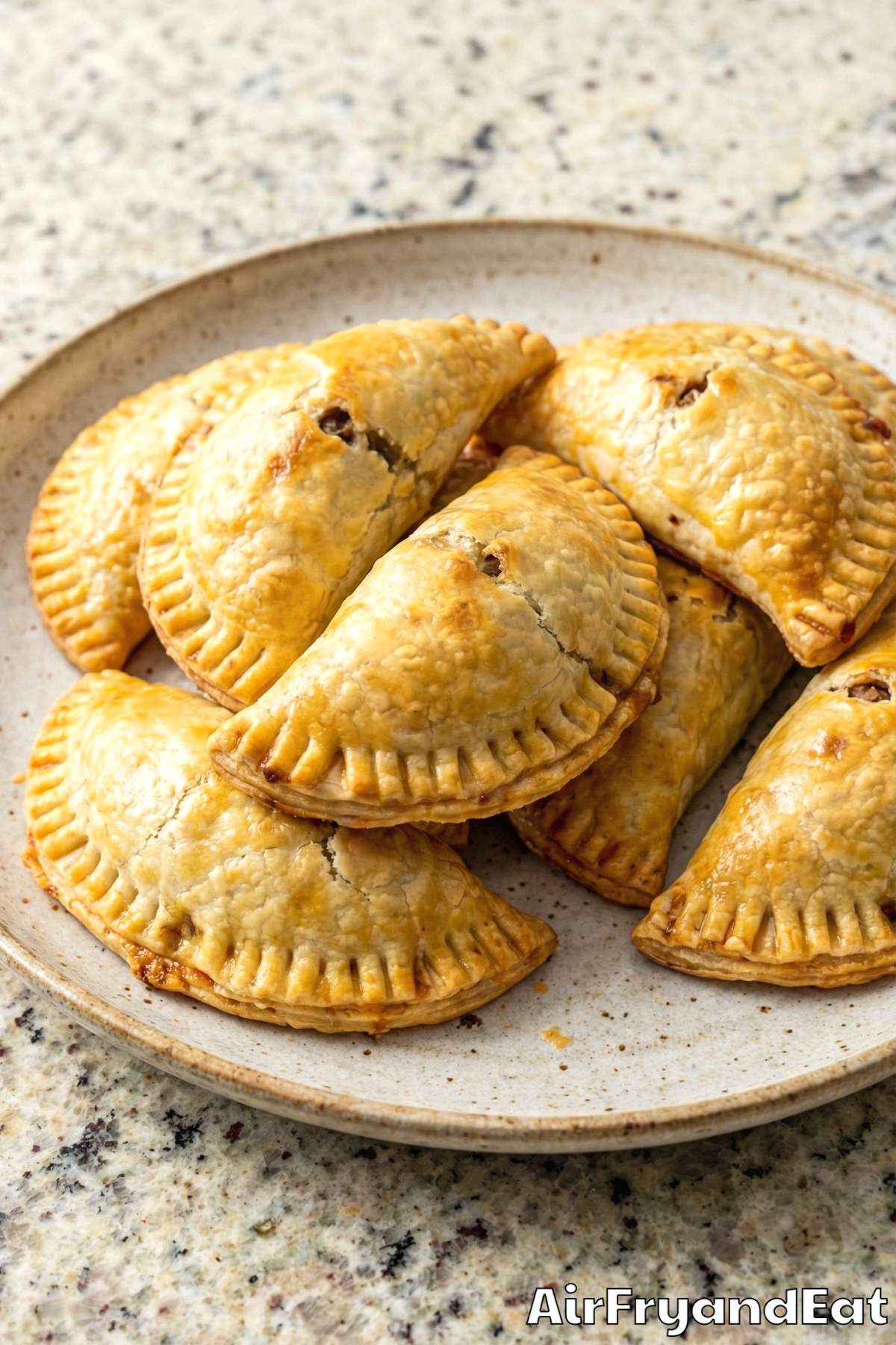 Homemade air fryer beef empanadas golden brown