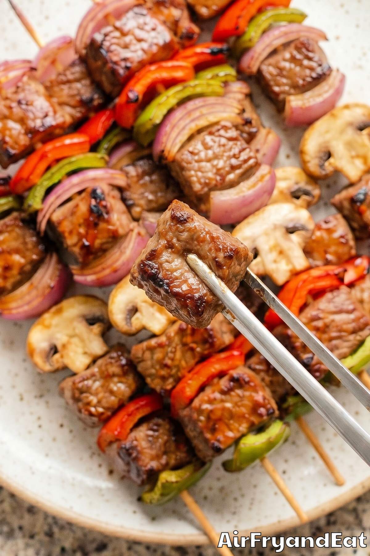 Succulent air fryer beef kabobs served warm