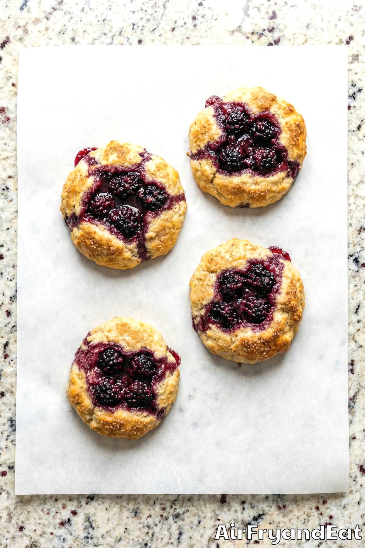 Fluffy air fryer blackberry cobbler biscuits