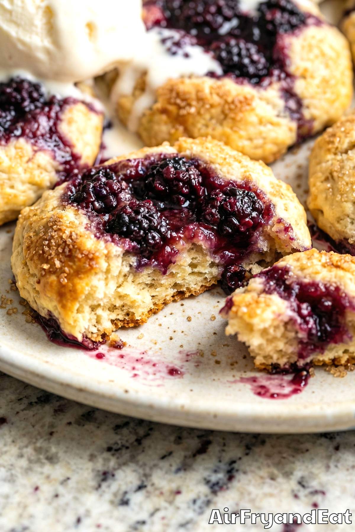 Sweet air fryer blackberry cobbler biscuits