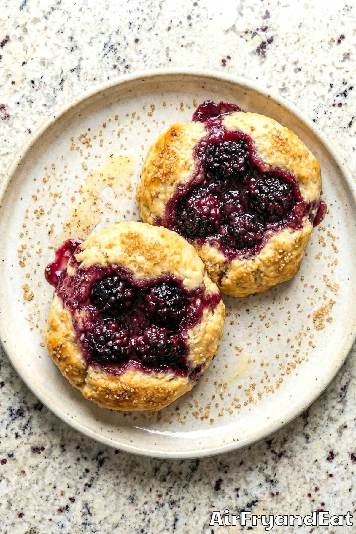 Buttery air fryer blackberry cobbler biscuits