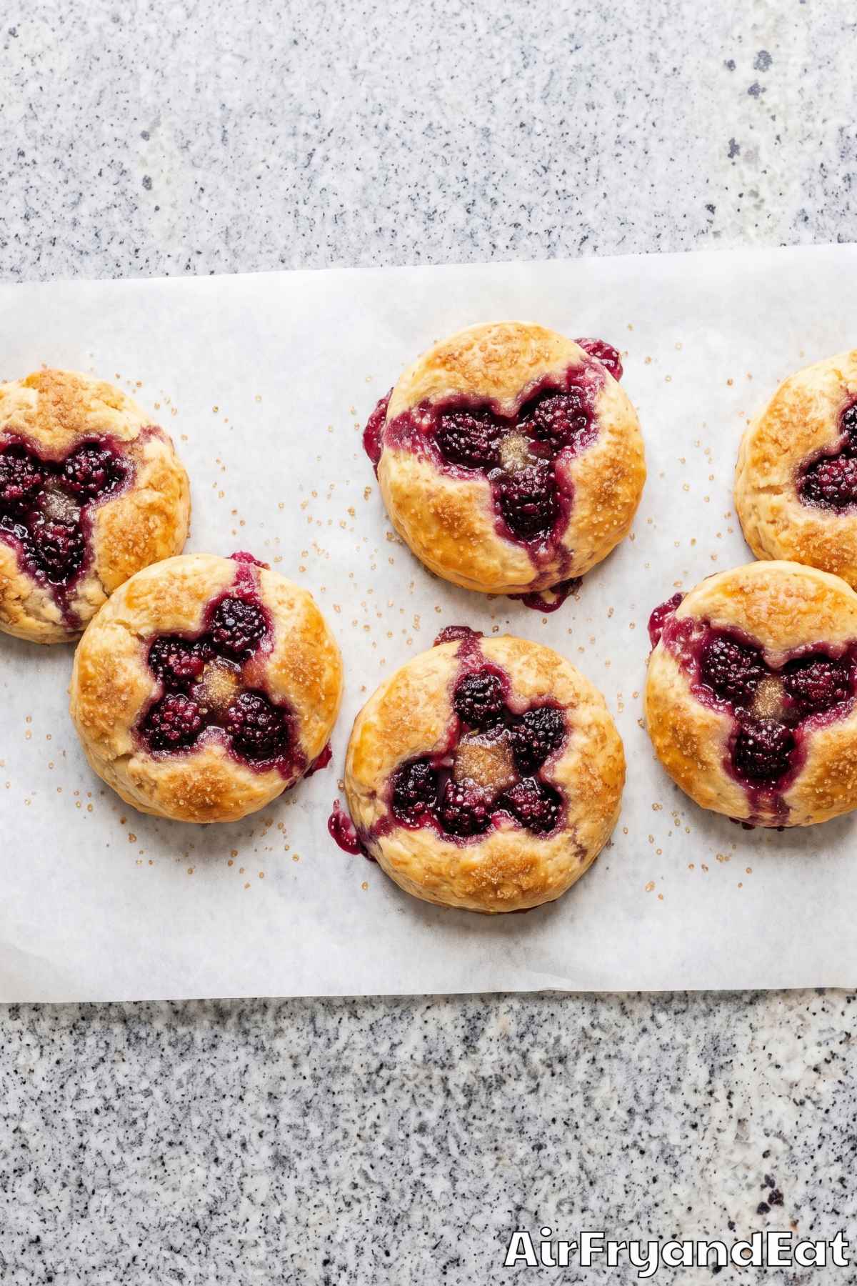 Buttery blackberry cobbler biscuits, air fryer