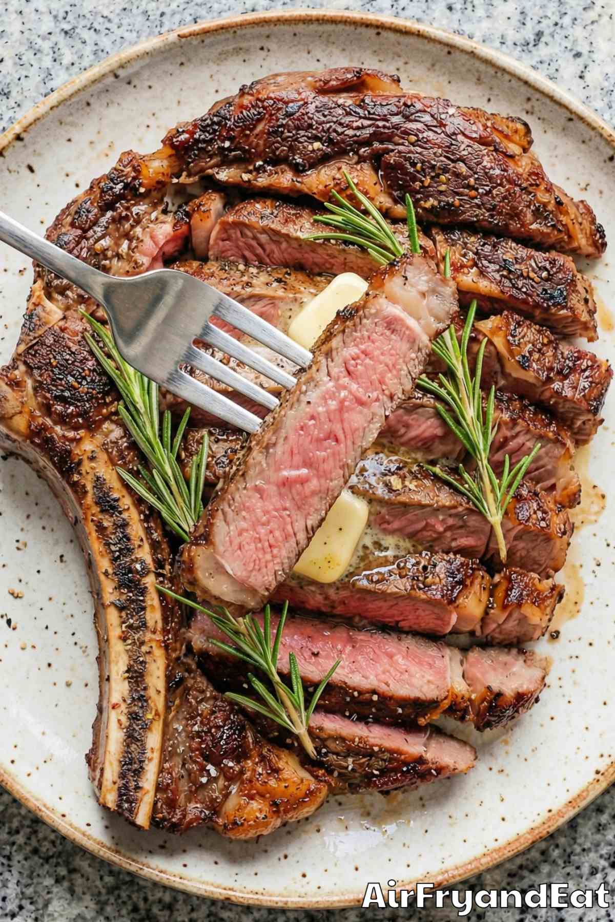 Perfect air fryer bone-in ribeye steak
