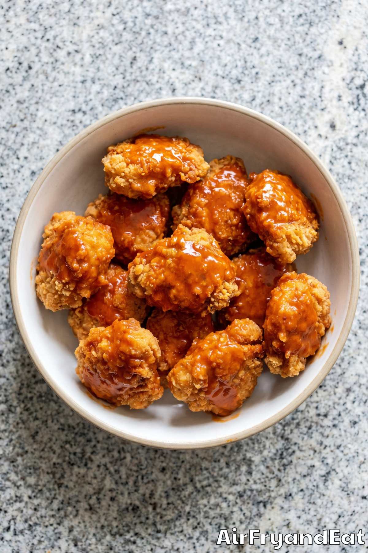 Tender air fryer boneless wings piled high