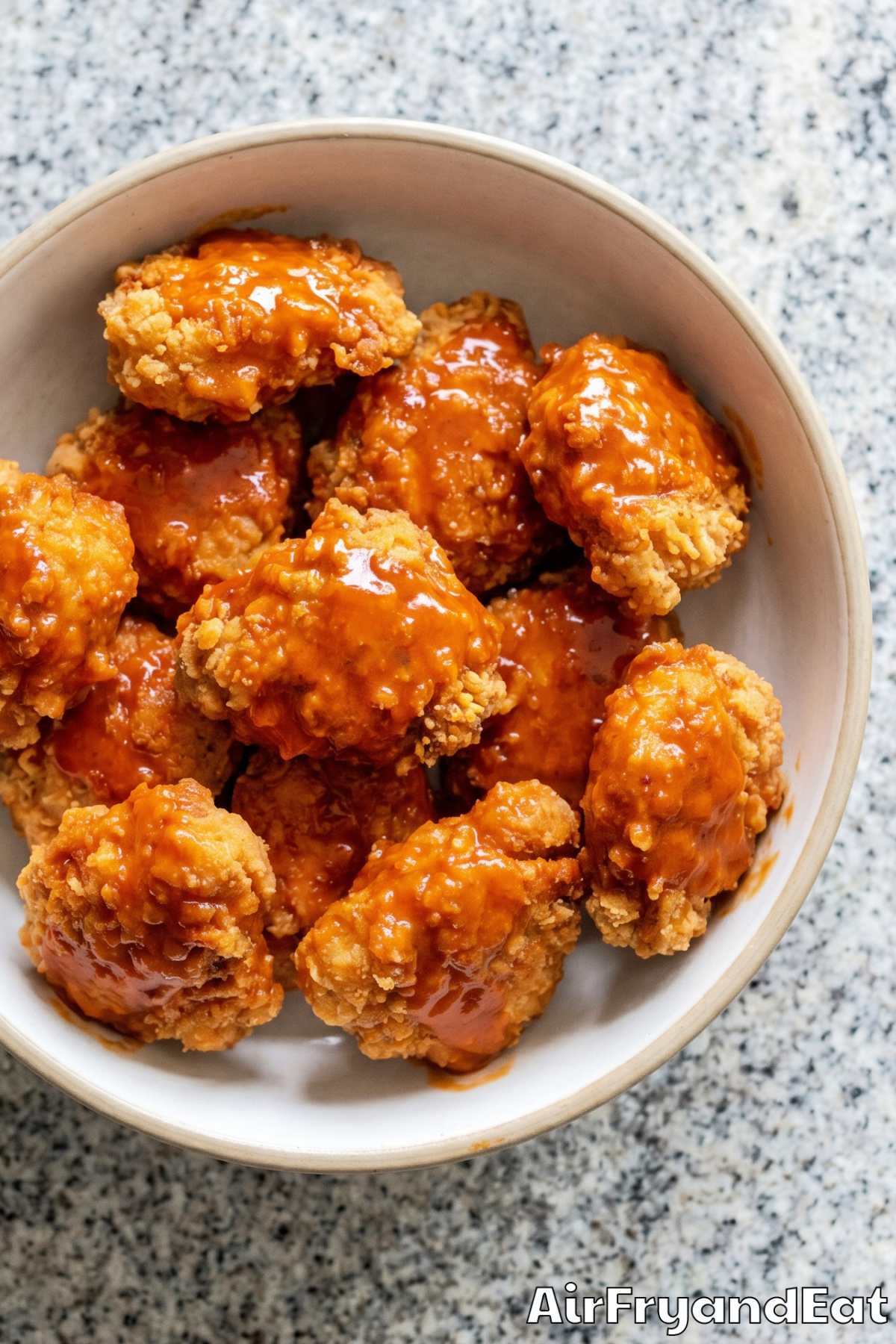 Savory air fryer boneless wings ready to eat