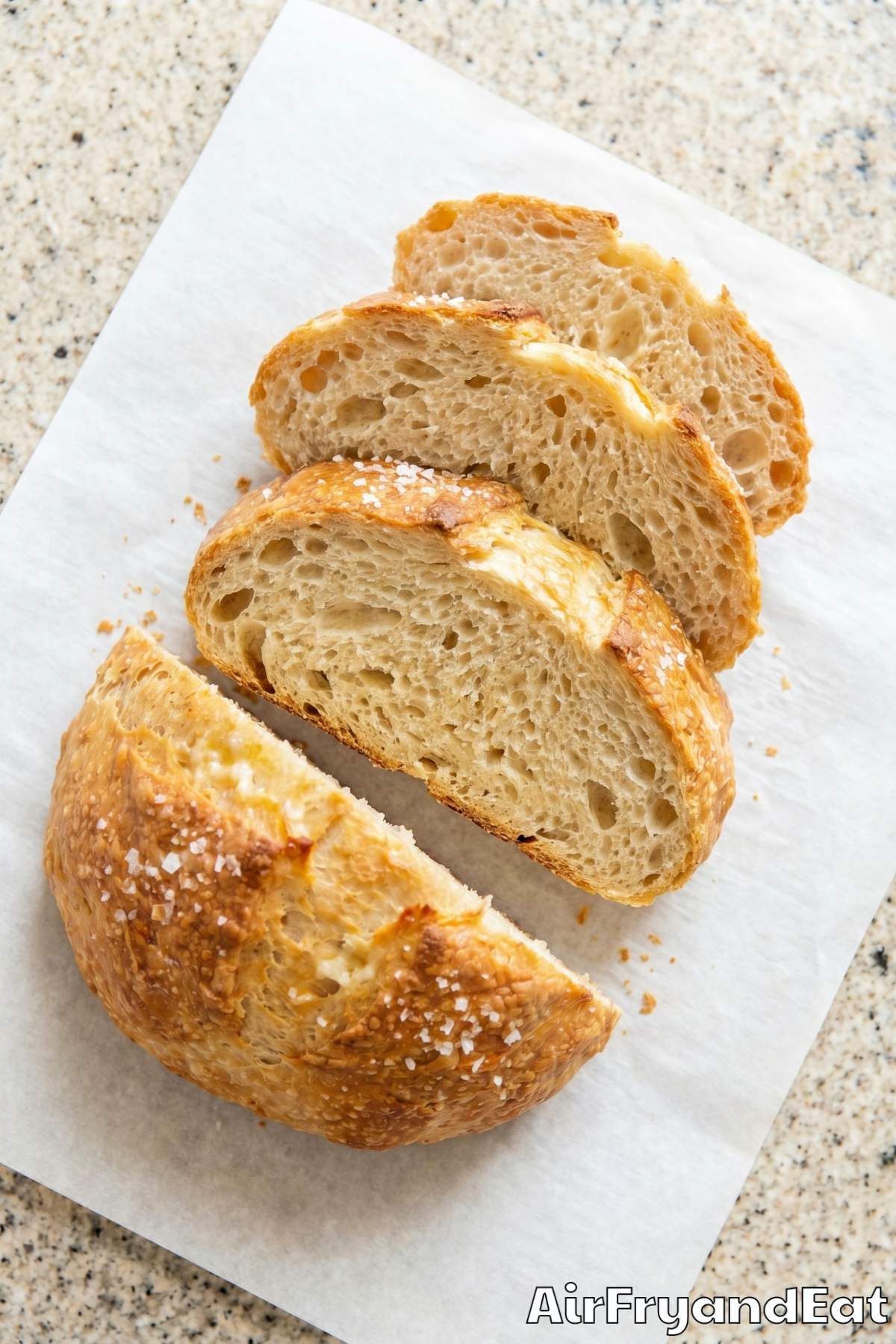 Fluffy homemade air fryer bread sliced