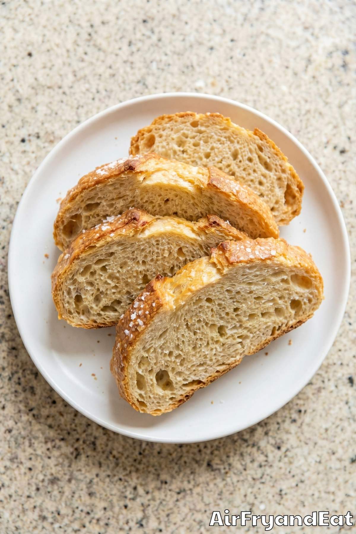 Fresh baked air fryer bread close up