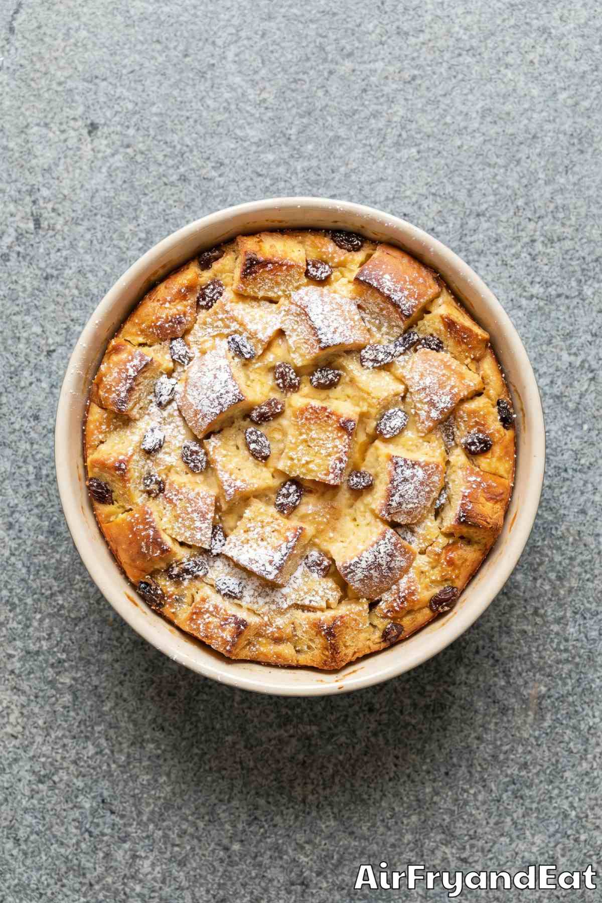 Creamy homemade air fryer bread pudding