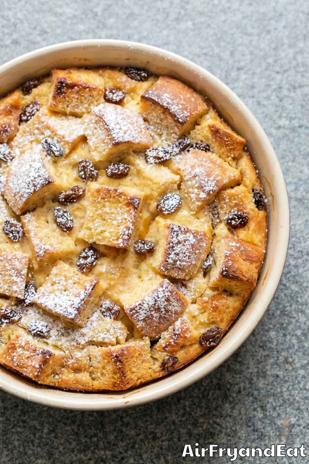Classic air fryer bread pudding portion