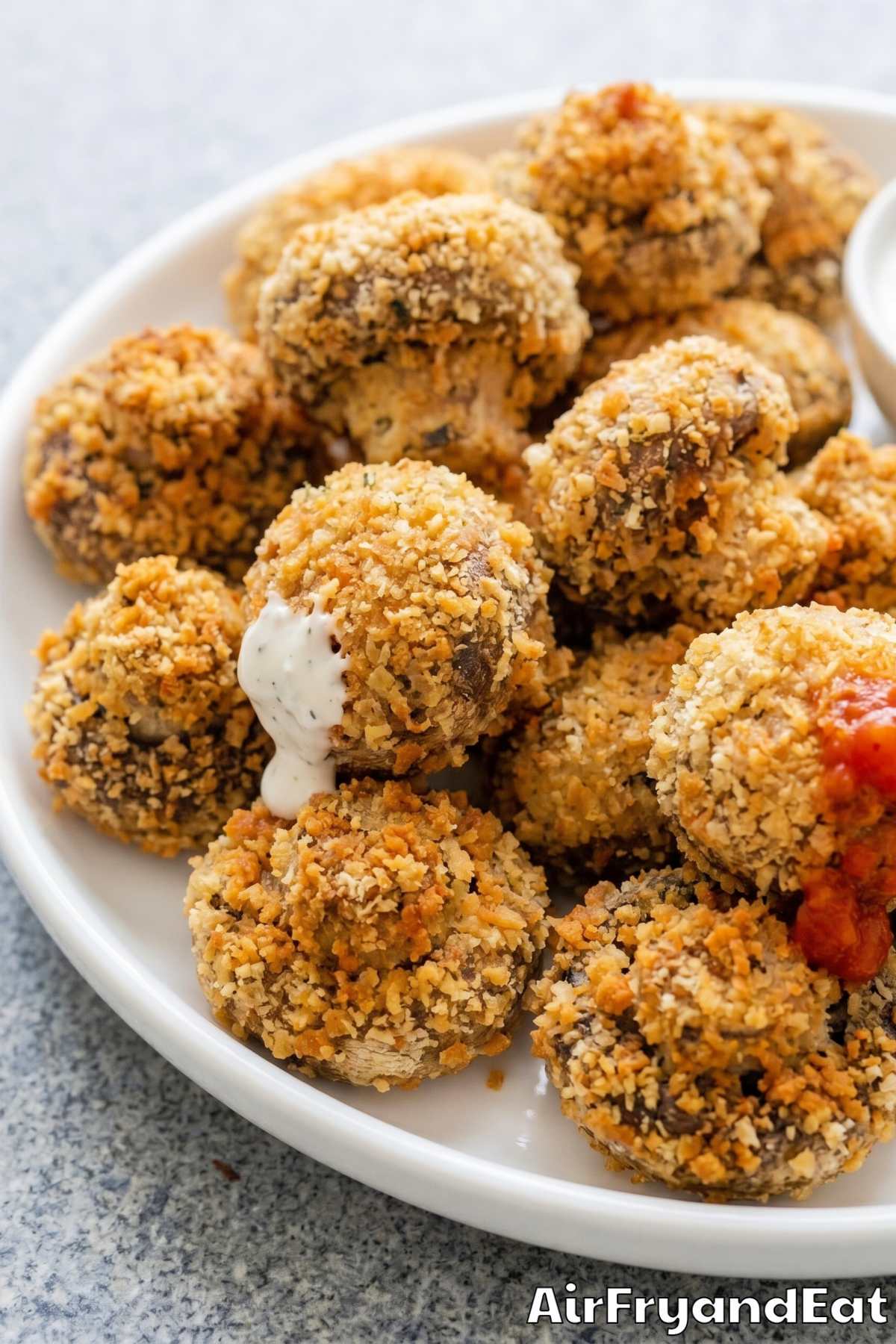 Light and crispy air fryer breaded mushrooms