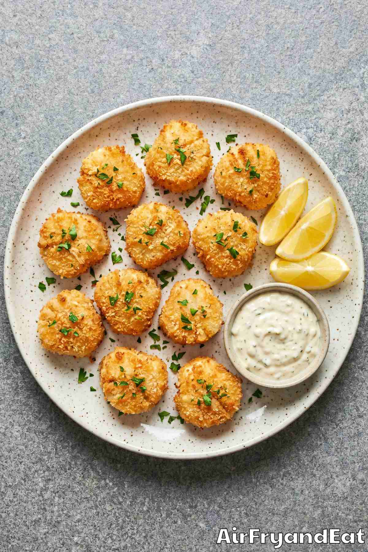 crunchy air fryer breaded scallops ready to eat