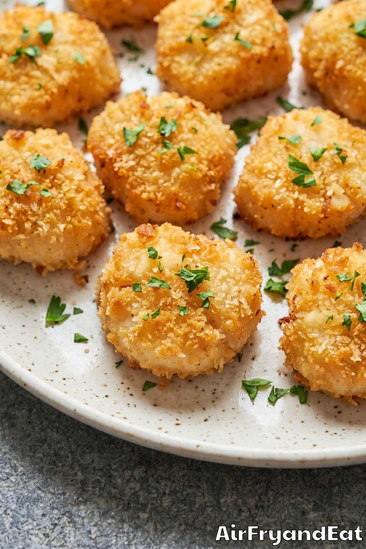 tender air fryer breaded scallops served warm