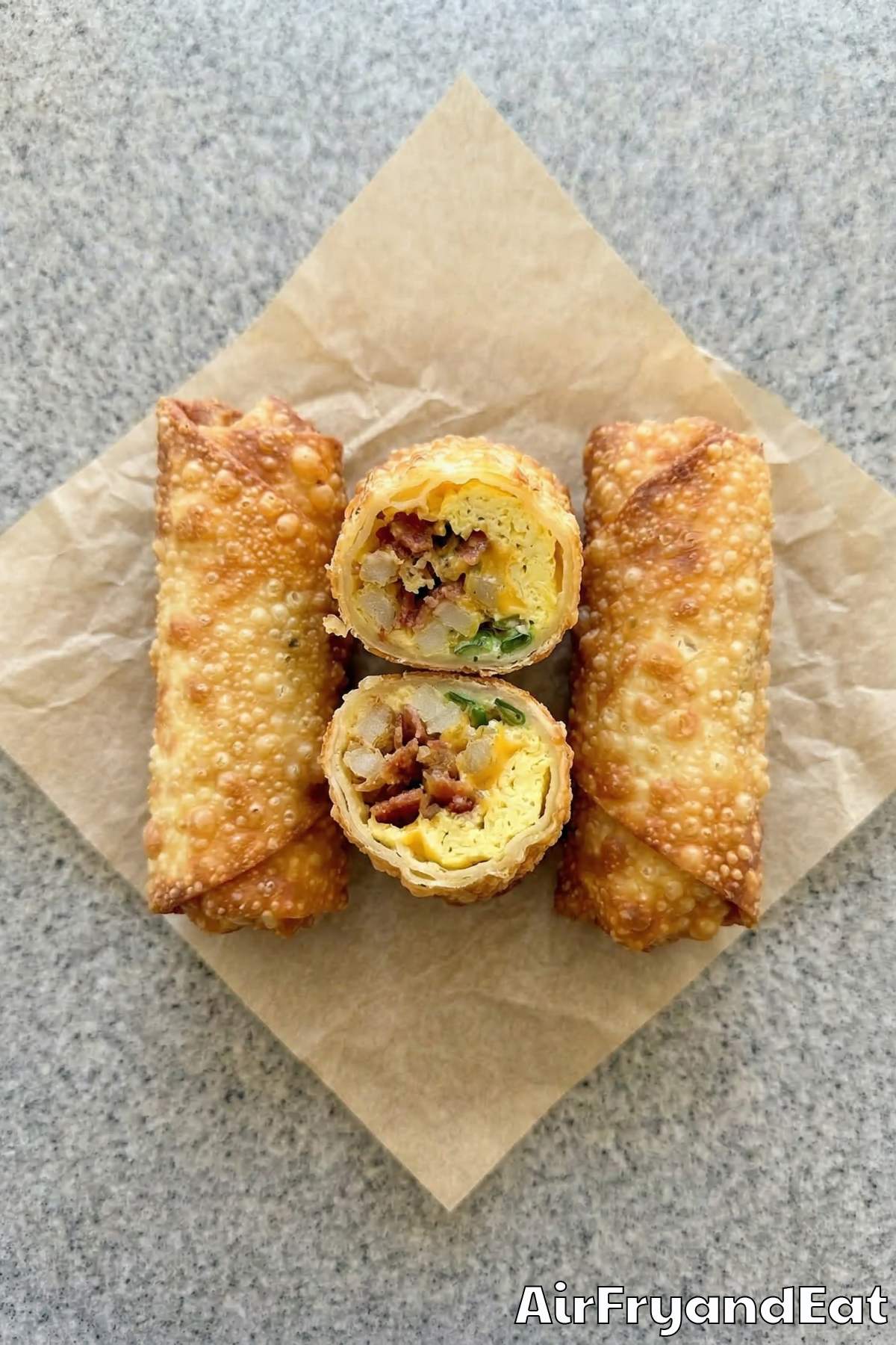 Easy air fryer breakfast egg rolls ready to eat