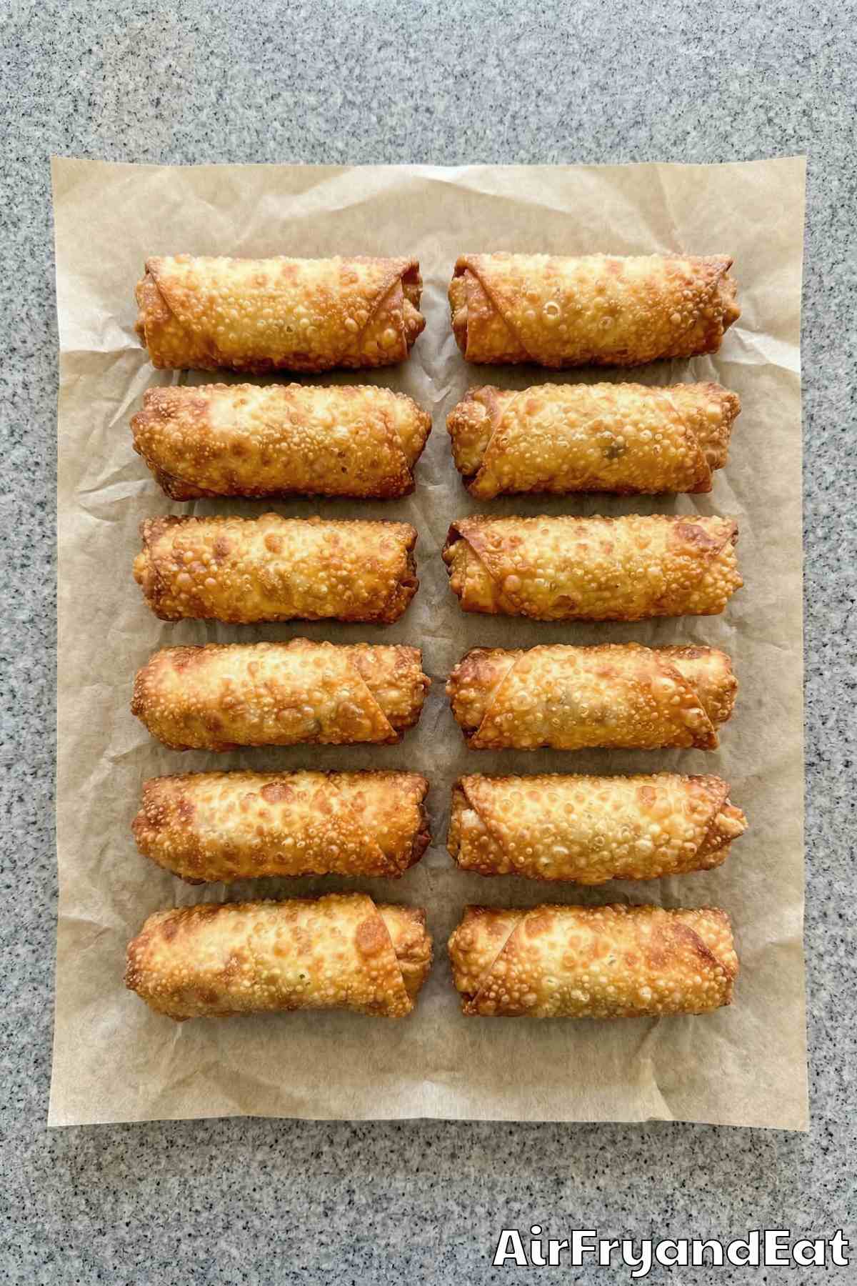 Flavorful air fryer breakfast egg rolls halved