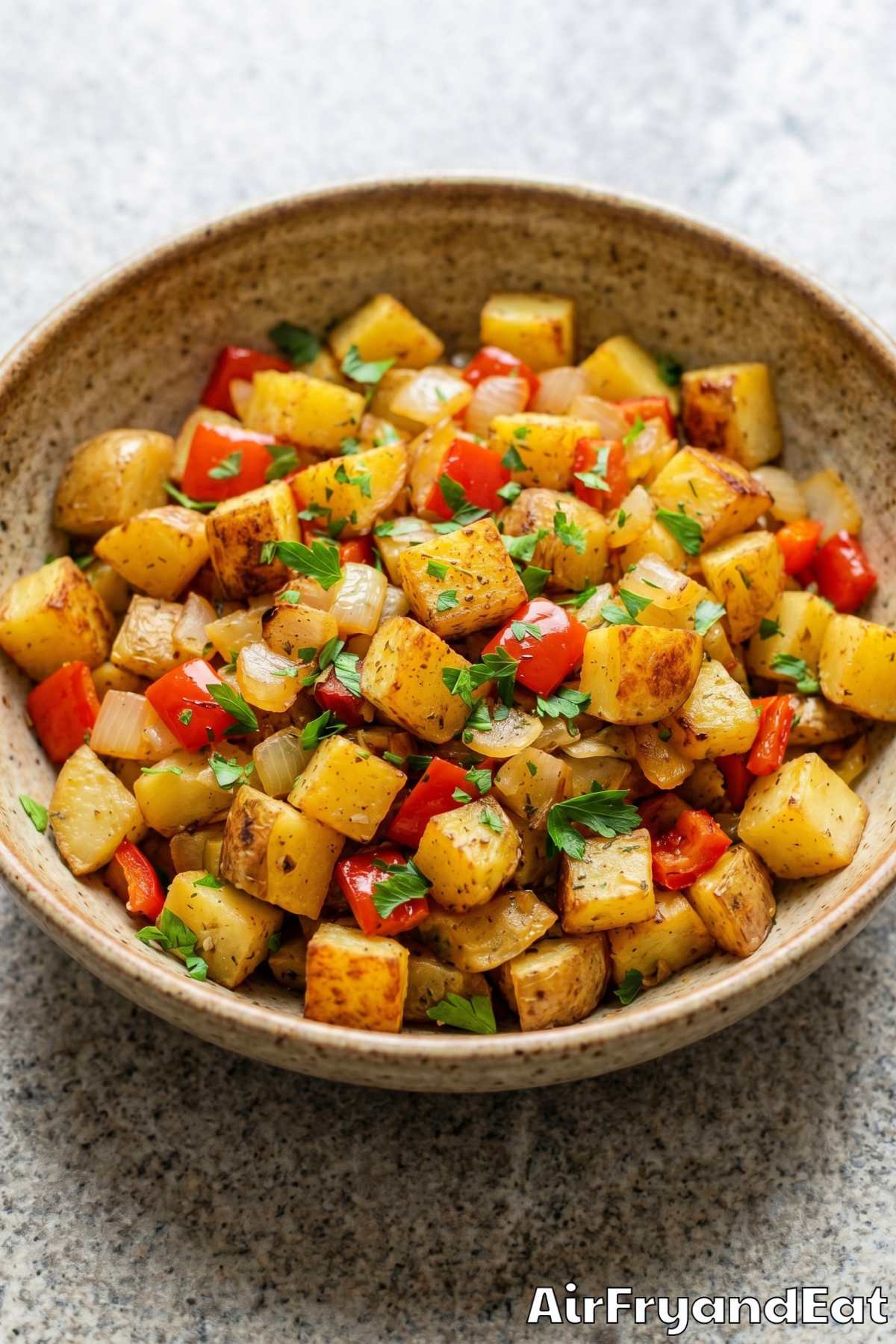 Golden air fryer breakfast potatoes