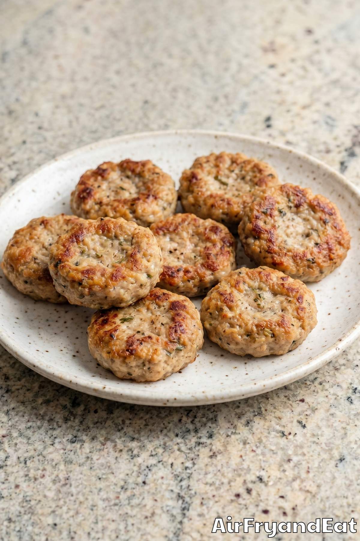 Browned air fryer breakfast sausage on platter